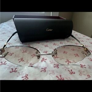 Cartier Gold and Black Rimless Glasses